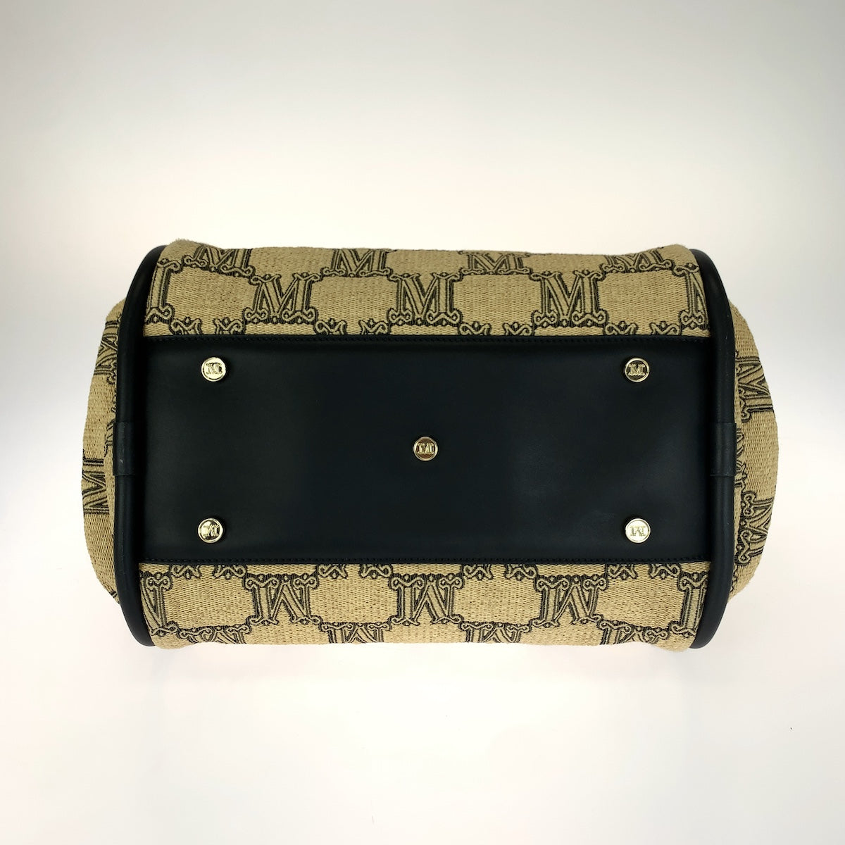 MAX MARA マックスマーラ グラム マリン 2way ベージュ ブラック ゴールド金具 ナイロン / コットン 451119216 トートバッグ ショルダーバッグ レディース A42