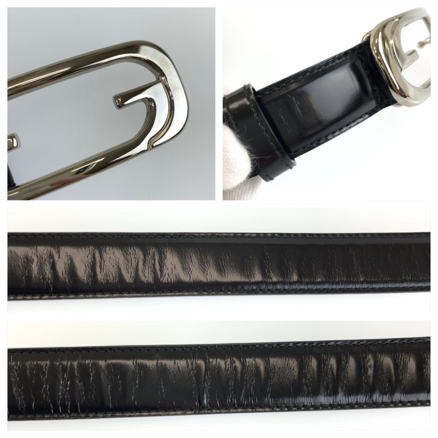 GUCCI グッチ 75cm/30インチ ブラック 黒 シルバー金具 レザー 036 194 1007 5 ベルト GGバックル レディース AB11