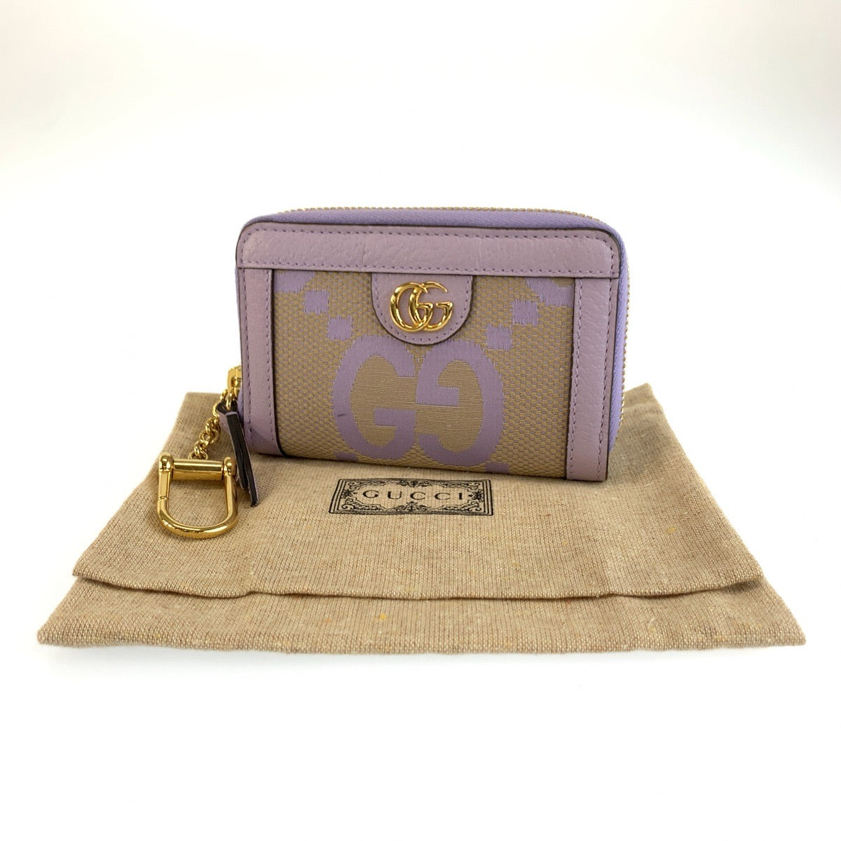GUCCI グッチ ジャンボGG パープル ベージュ ゴールド金具 キャンバス / レザー 726503 コインケース カードケース レディース ABP35