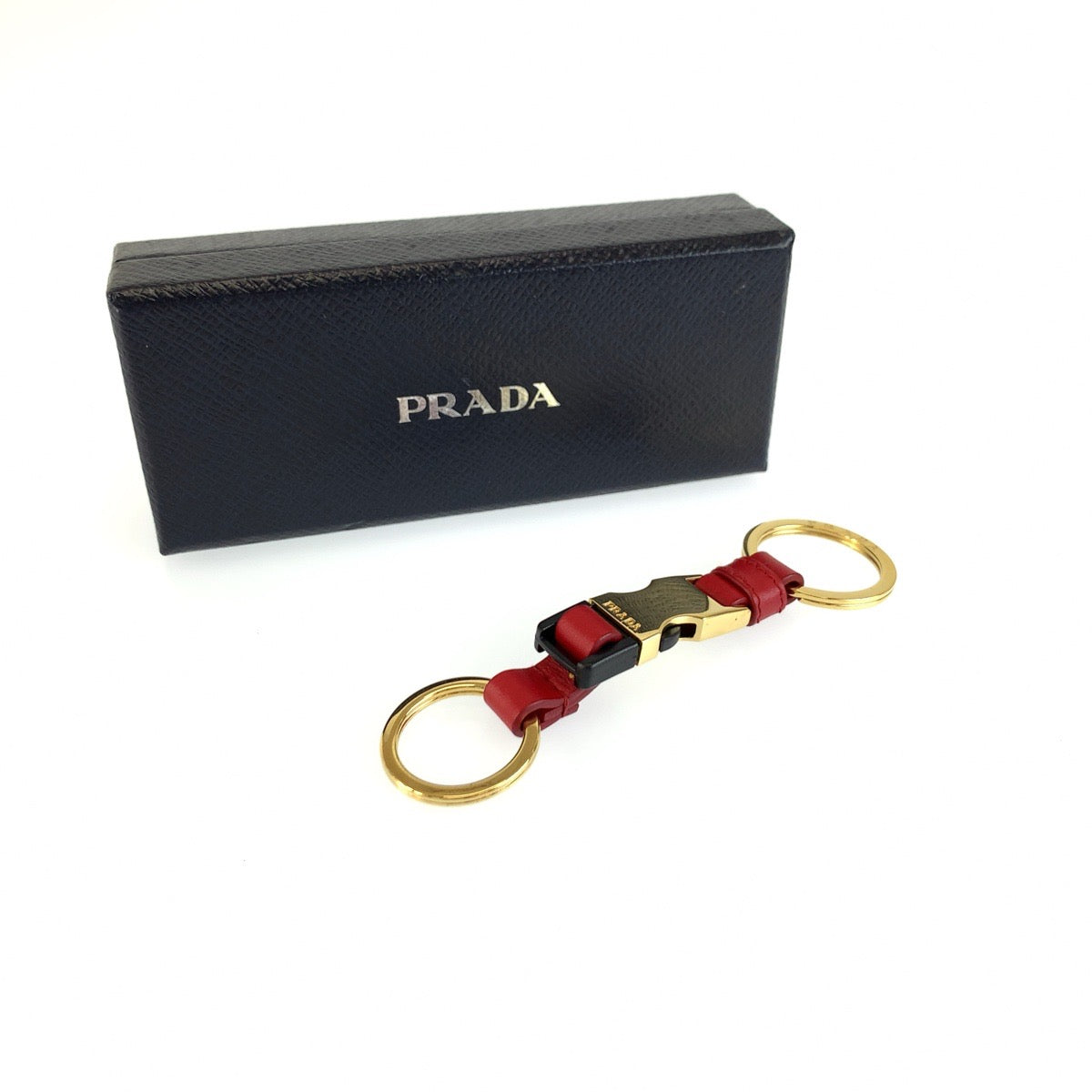 PRADA プラダ レッド ゴールド金具 レザー / メッキ 1PP110 キーホルダー バッグチャーム レディース A14