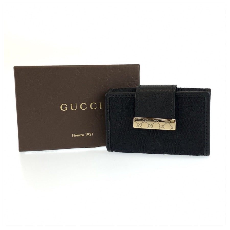 GUCCI グッチ ブラック 黒 ゴールド金具 GGキャンバス / レザー 212098 キーケース 6連 男女兼用 レディース A13