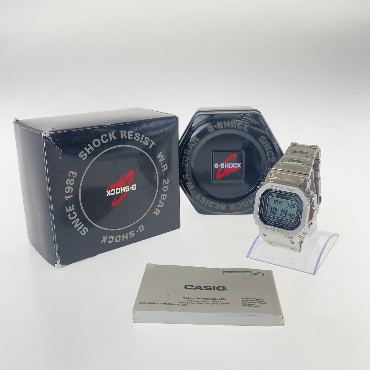 CASIO カシオ G-SHOCK タフソーラー 20気圧防水 電波時計 スマートフォンリンク シルバー ステンレススチール GMW-B5000 腕時計 ソーラー電波時計 メンズ ABP30
