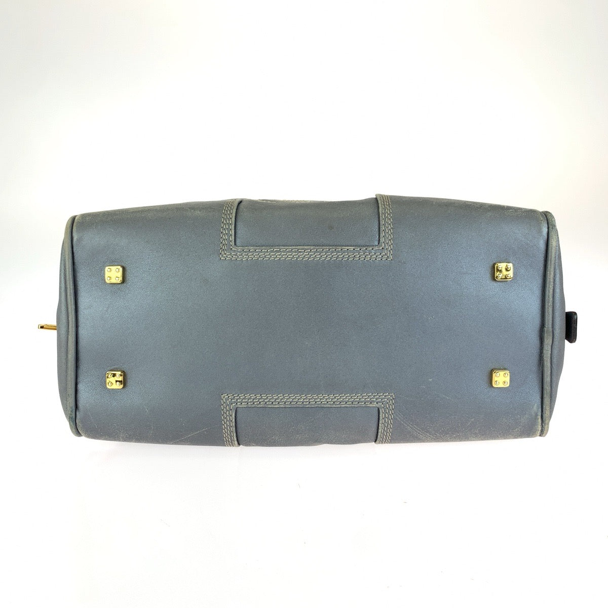 LOEWE ロエベ アナグラム アマソナ28 グレー ゴールド金具 レザー ハンドバッグ レディース B18