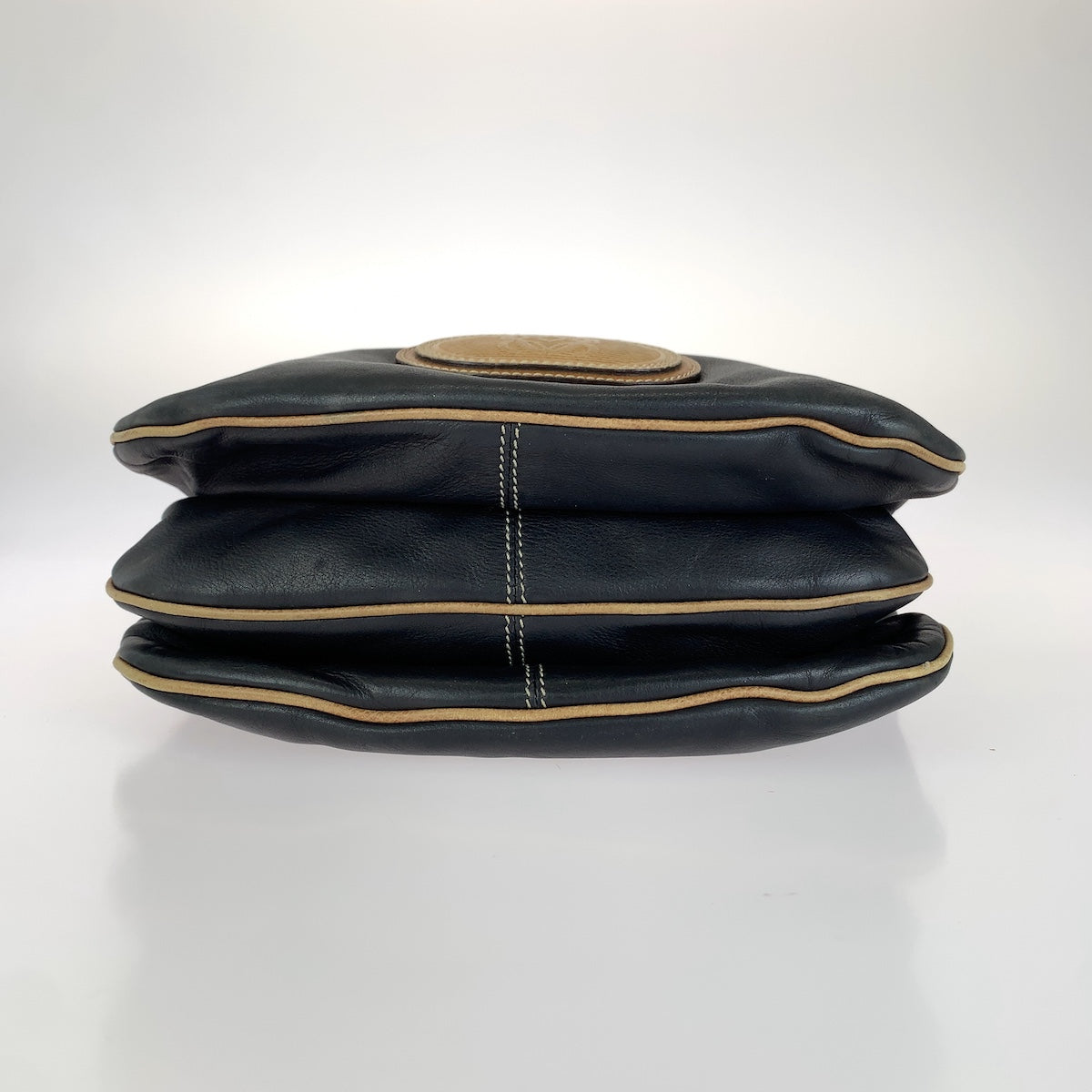 LOEWE ロエベ ヴィンテージ アナグラム ブラック ブラウン シルバー金具 レザー ショルダーバッグ レディース B18