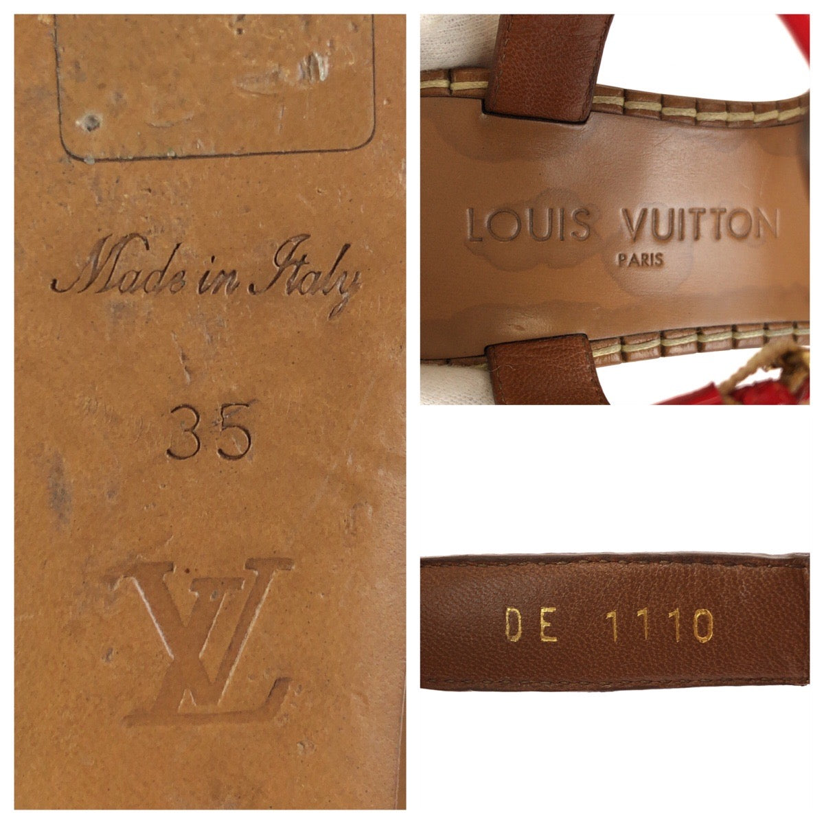 LOUIS VUITTON ルイヴィトン パッセンジャーライン サイズ35 レッド ブラウン ゴールド金具 パテントレザー サンダル レディース AB17