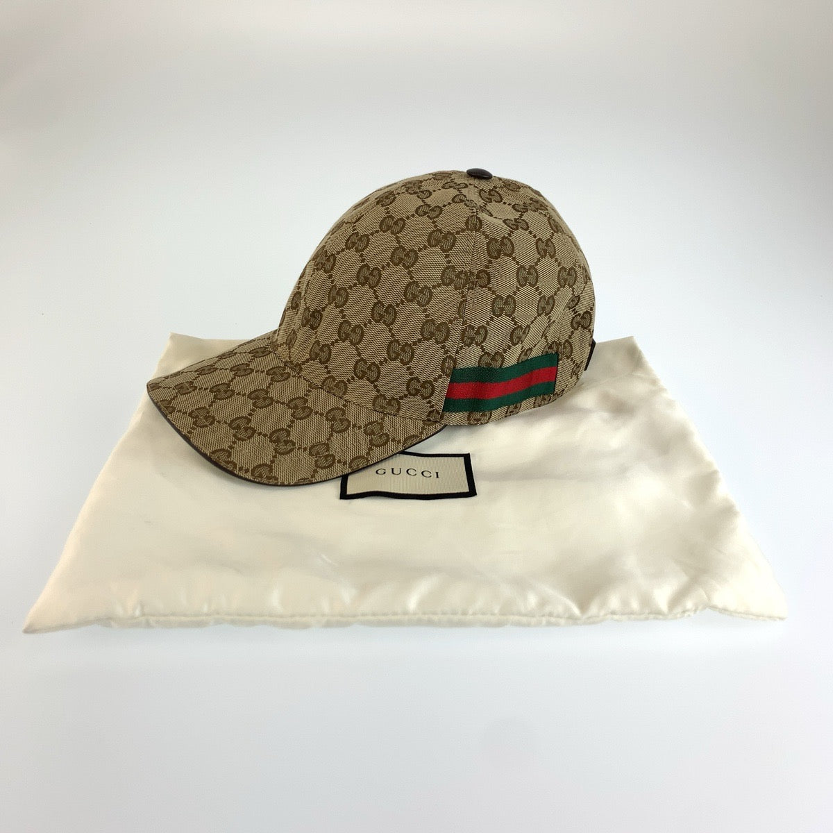 GUCCI グッチ シェリーライン サイズM/58cm ベージュ GGキャンバス キャップ ベースボールキャップ メンズ AB35
