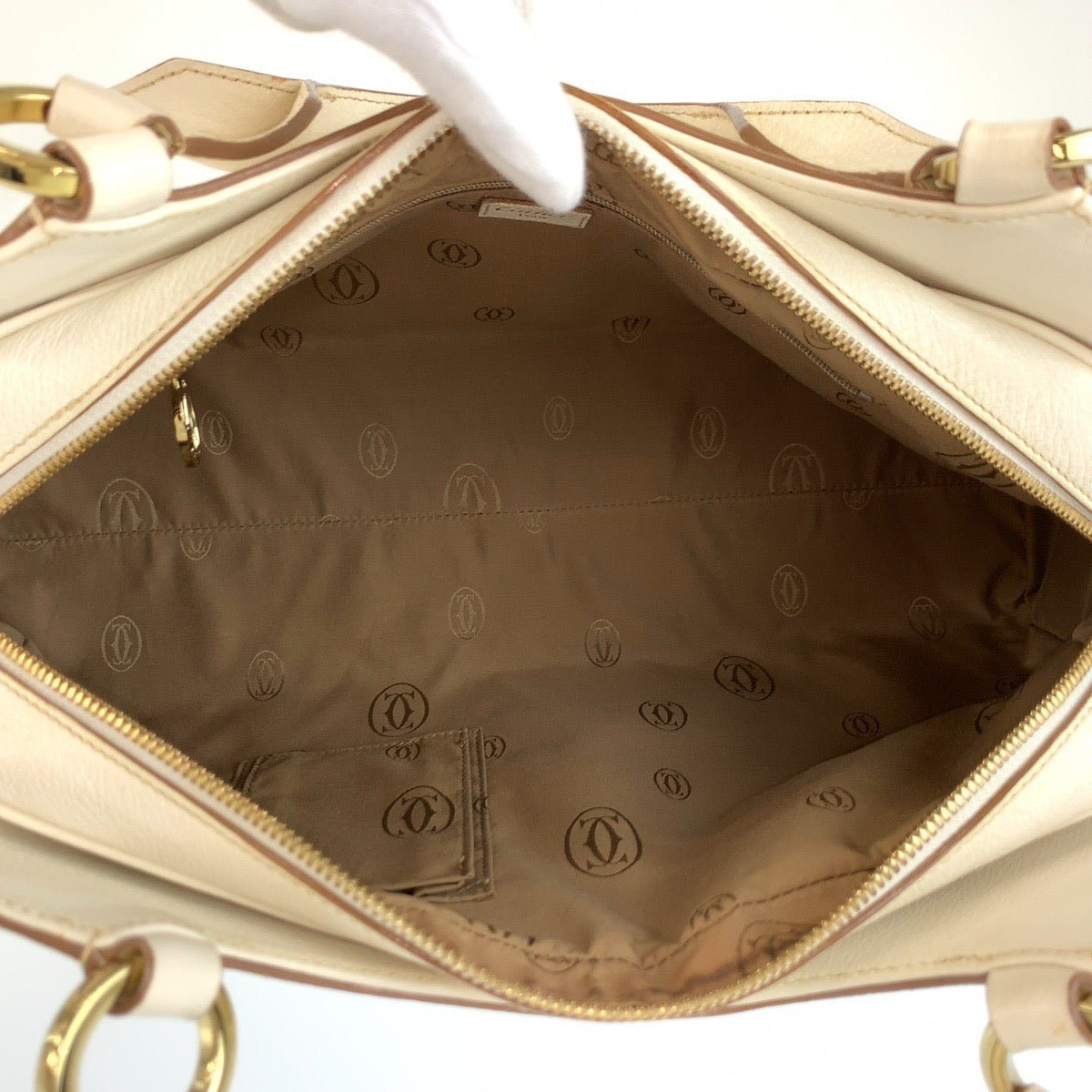 CARTIER カルティエ マルチェロ ドゥ カルティエ ホワイト ゴールド金具 レザー ハンドバッグ ショルダーバッグ 2way レディース ABP63