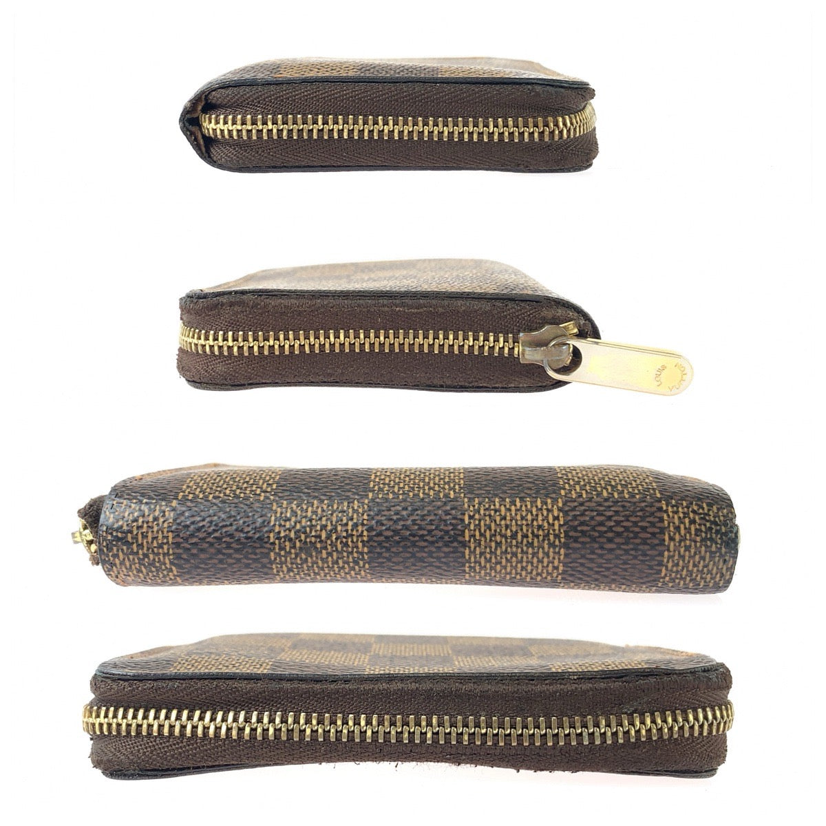 LOUIS VUITTON ルイヴィトン ダミエ ジッピーコインパース ブラウン ゴールド金具 PVC N63070 コインケース 小銭入れ カードケース レディース B26
