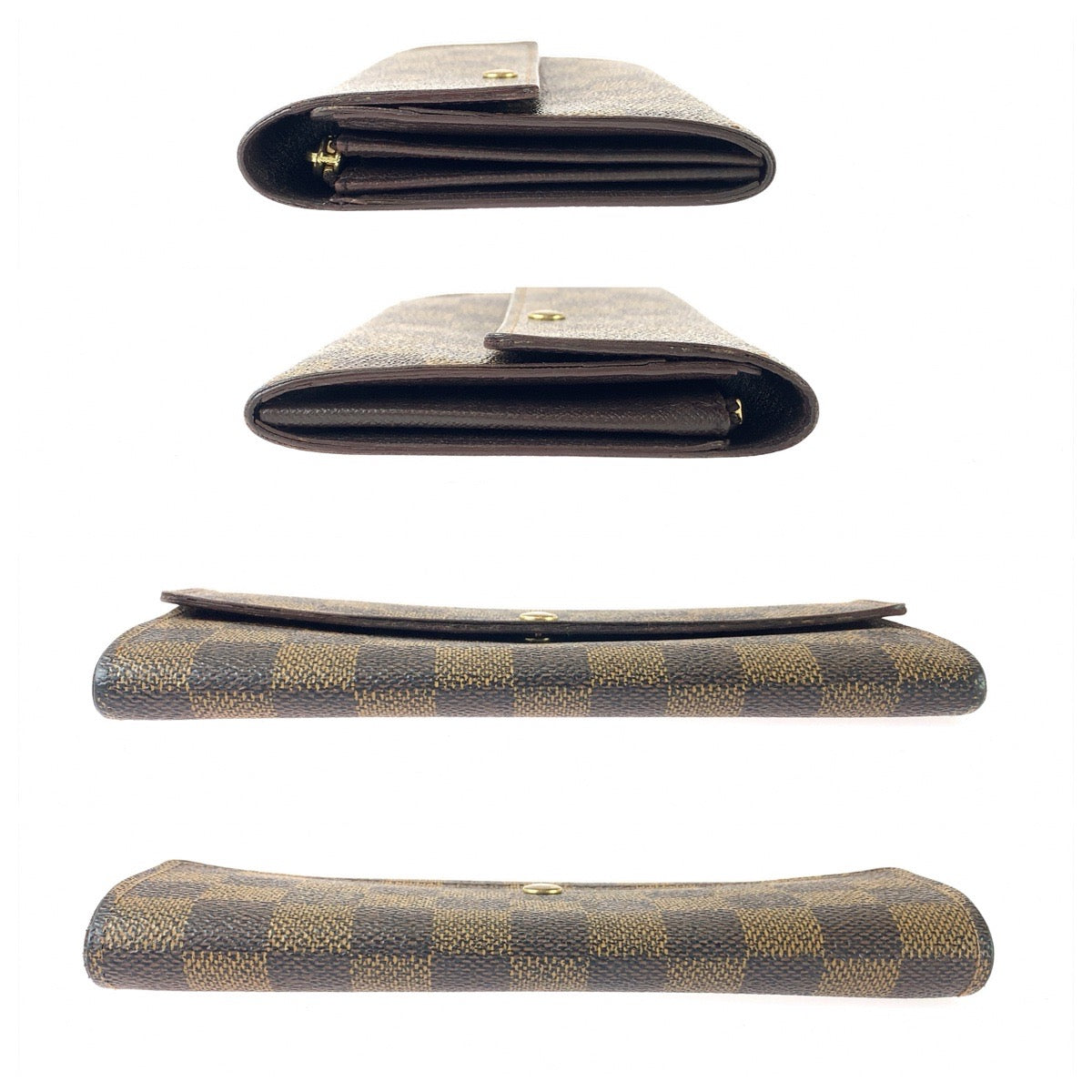 LOUIS VUITTON ルイヴィトン ダミエ ポシェットポルトモネクレディ ブラウン ゴールド金具 PVC N61724 長財布 ロングウォレット レディース AB27
