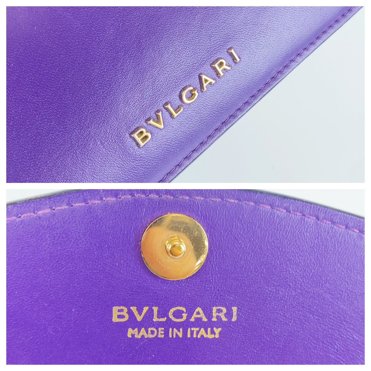 BVLGARI ブルガリ セルペンティ フォーエバー パープル ゴールド レザー ショルダーバッグ チェーンウォレット レディース ABP70