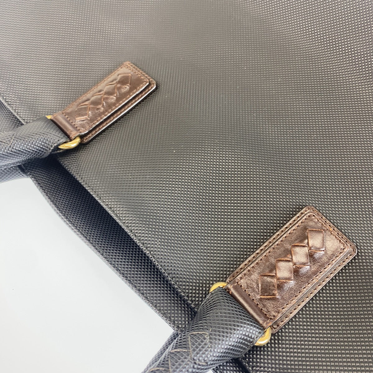 BOTTEGAVENETA ボッテガヴェネタ イントレチャート マルコポーロ ラージ ブラック ブラウン PVC / レザー トートバッグ メンズ AB60