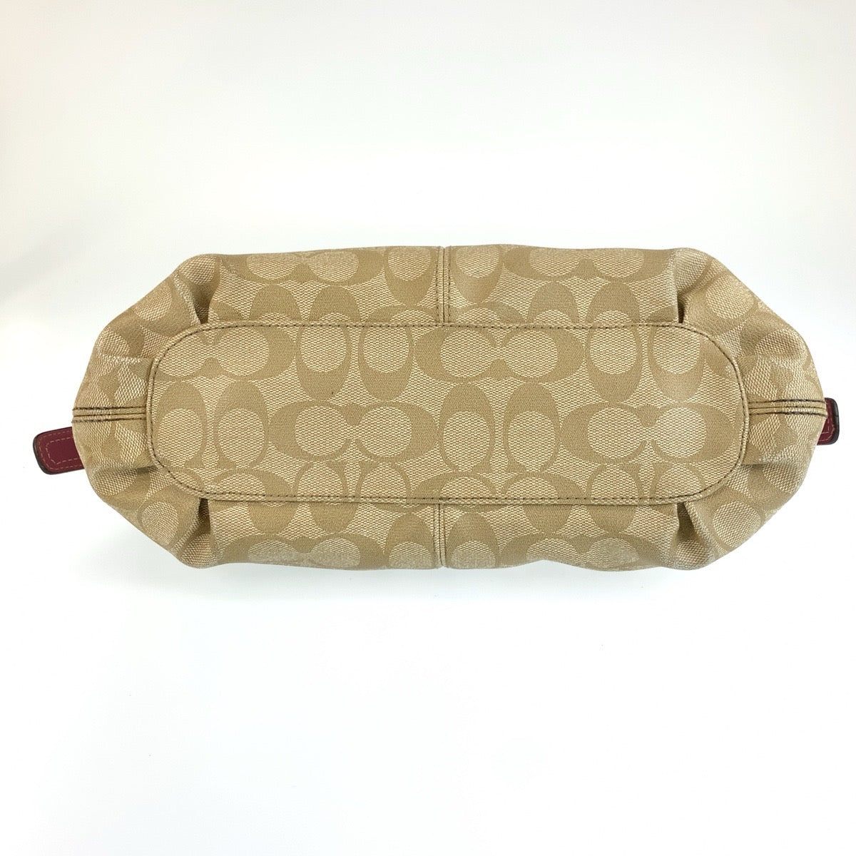 COACH コーチ シグネチャー ベージュ ピンク シルバー金具 PVC / レザー J1076 ショルダーバッグ ポシェット レディース AB