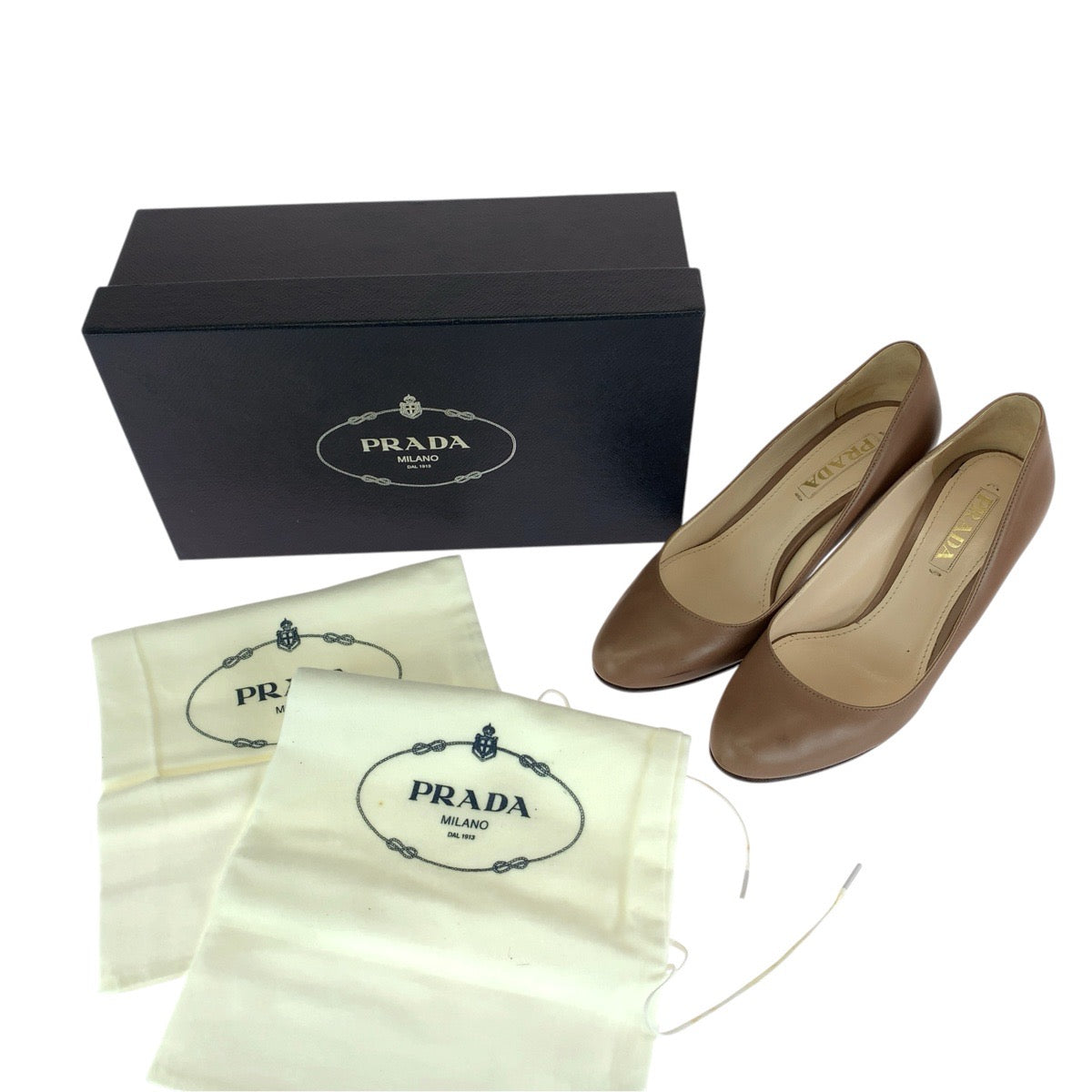 PRADA プラダ サイズ 37 2/1 ベージュ レザー パンプス レディース B