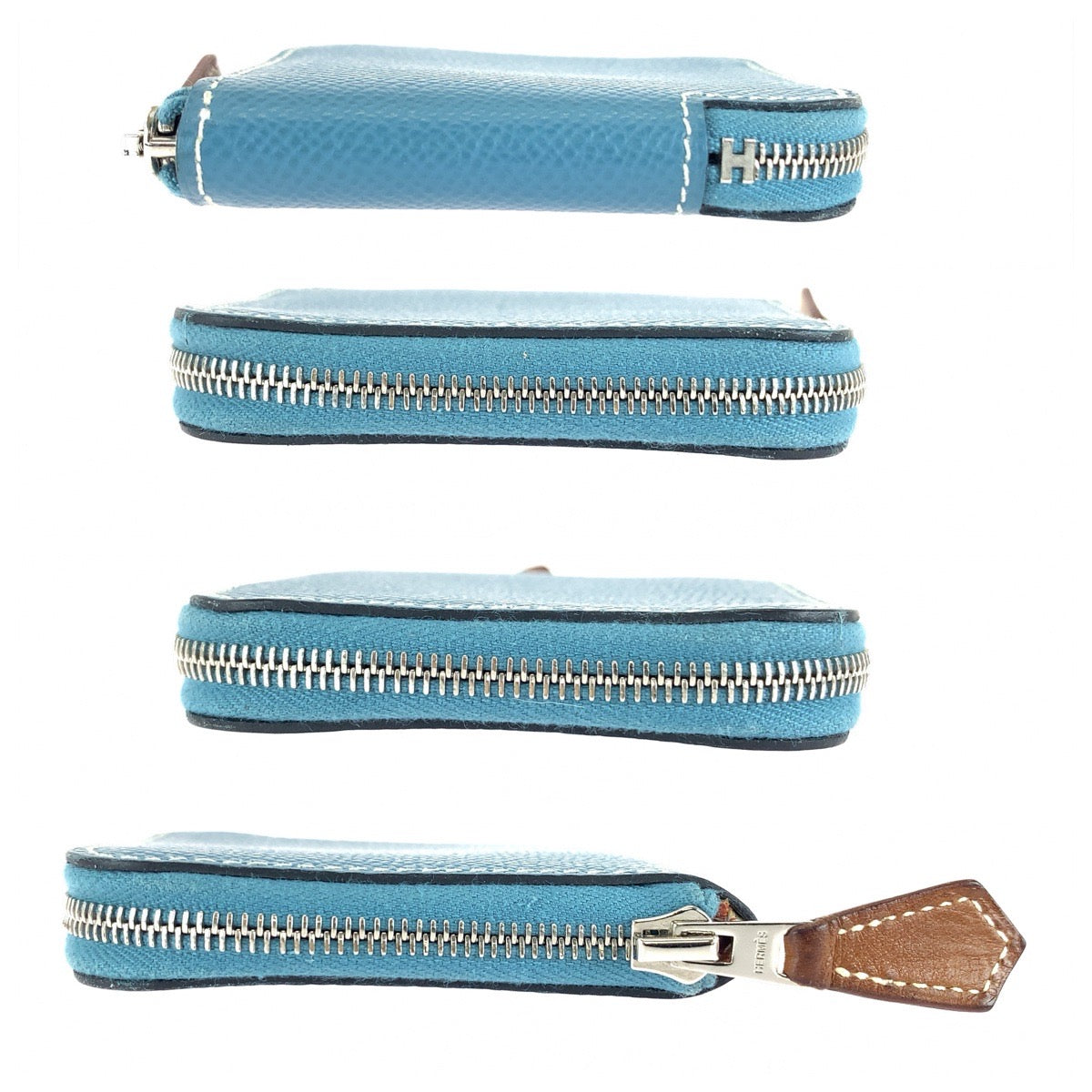 HERMES エルメス アザップ ブルー ニューブルージーン シルバー金具 ヴォーエプソン コインケース 小銭入れ 男女兼用 B刻印 レディース ABP