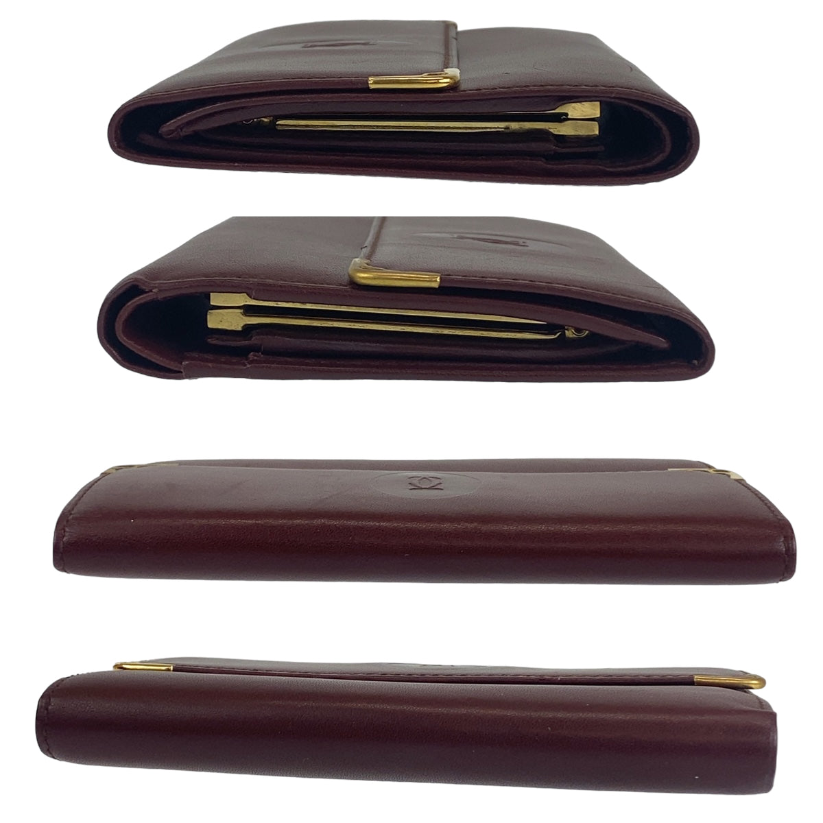 12677
CARTIER カルティエ ヴィンテージ マストライン ワインレッド ゴールド金具 レザー 折財布 コンパクトウォレット レディース ABP5
