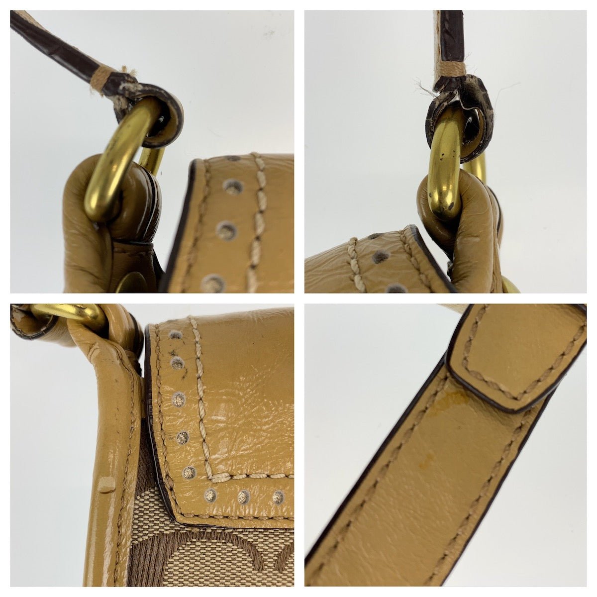 12732
COACH コーチ シグネチャー べージュ ゴールド キャンバス ショルダーバッグ 斜め掛け ポシェット レディース ABP5