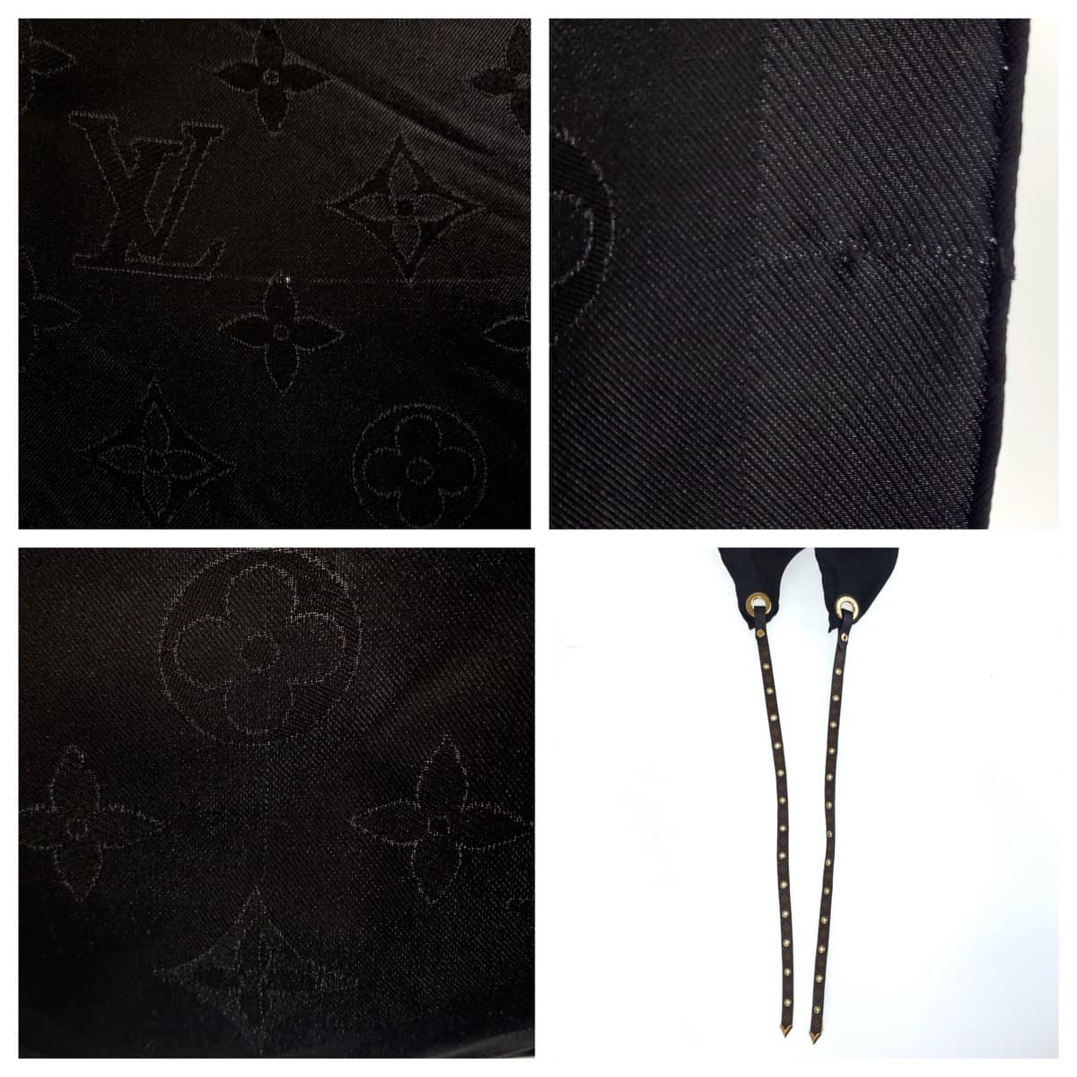 10016
LOUIS VUITTON Louis Vuitton Monogram Pattern with Strap Unisex Black Silk / Monogram Canvas Scarf Triangle Scarf Bandana Mask Neck Warmer Men's