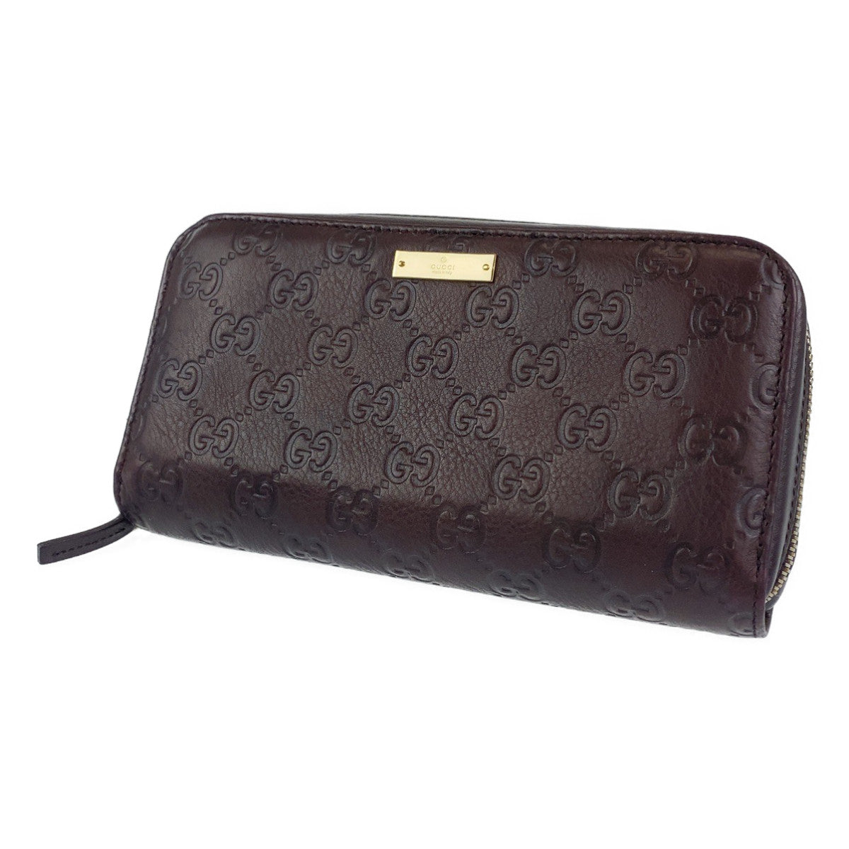 B-083
GUCCI グッチ グッチシマ ブラウン ゴールド レザー 長財布 札入れ ラウンドジップ ラウンドファスナー レディース