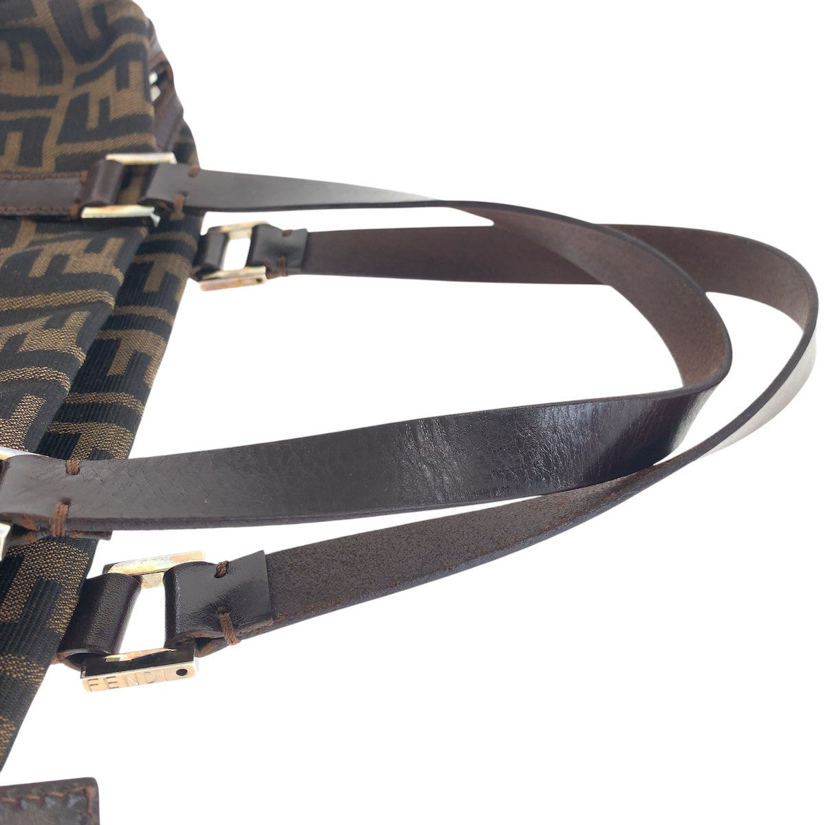 FENDI フェンディ ズッカ ブラウン シルバー金具 キャンバス / レザー ハンドバッグ ミニボストンバッグ レディース
