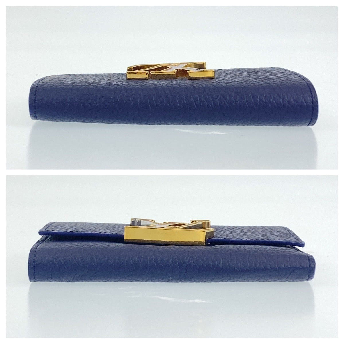 10037
LOUIS VUITTON Louis Vuitton LV Pearl Taurillon Leather Portefeuille Capucines Compact Shell Logo Unisex Midnight Blue Navy M81674 Folding Wallet Compact Wallet Women's