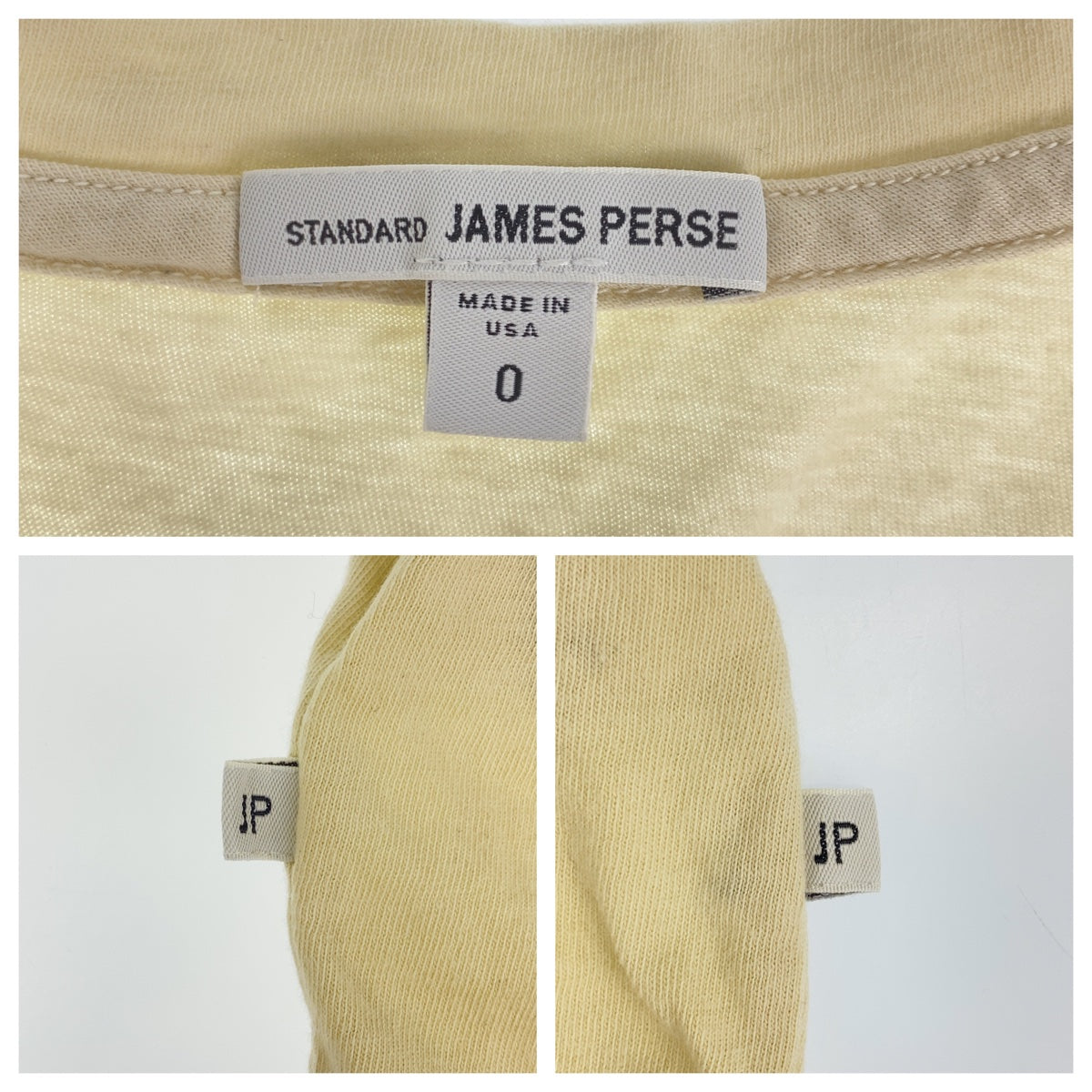 H-00259
JAMES PERSE ジェームスパース サイズO ベージュ コットン 半袖Tシャツ Vネック メンズ