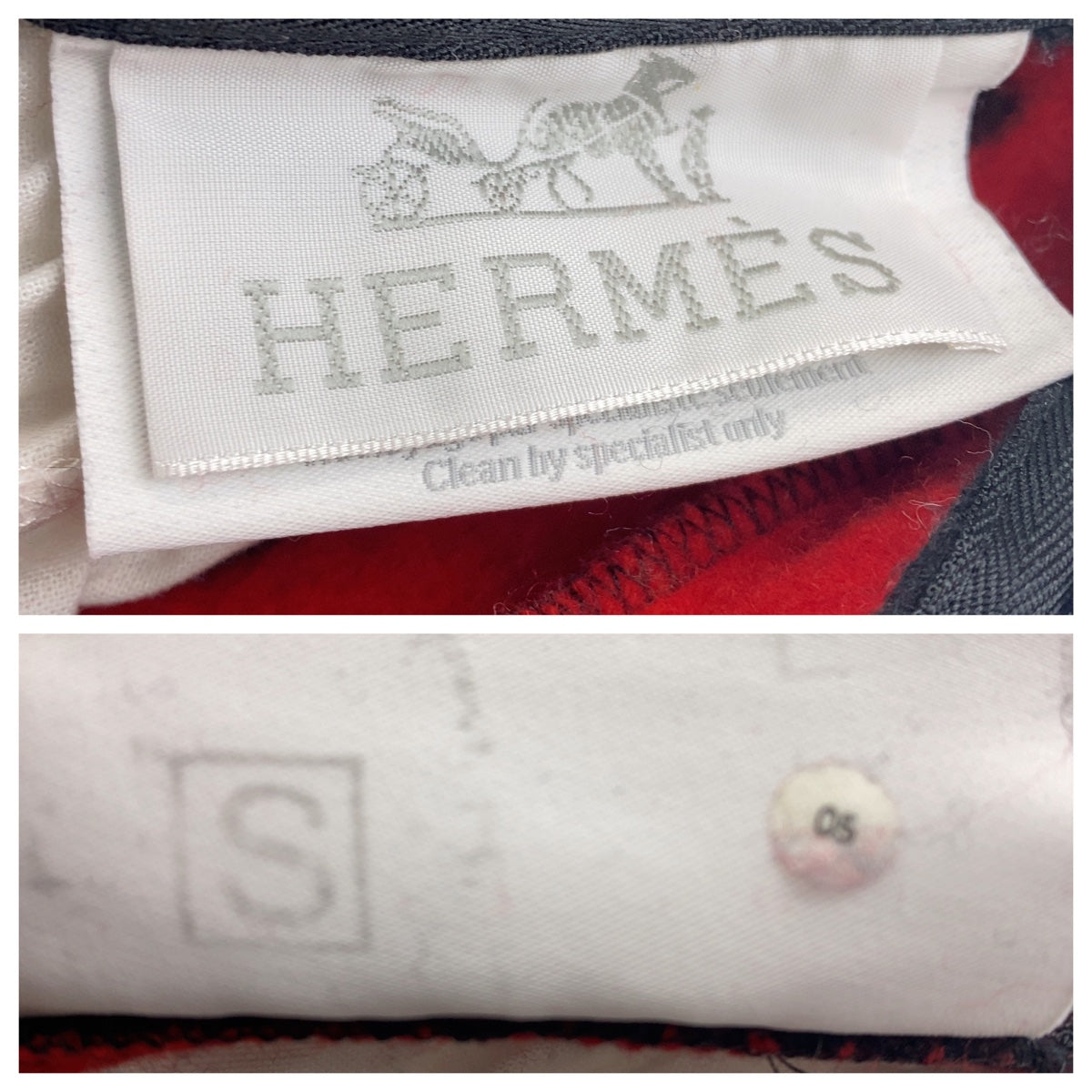 C-081
HERMES エルメス アヴァロン3 レッド 赤 ブラック 黒 ウール / カシミヤ クッション ピロー S刻印 レディース