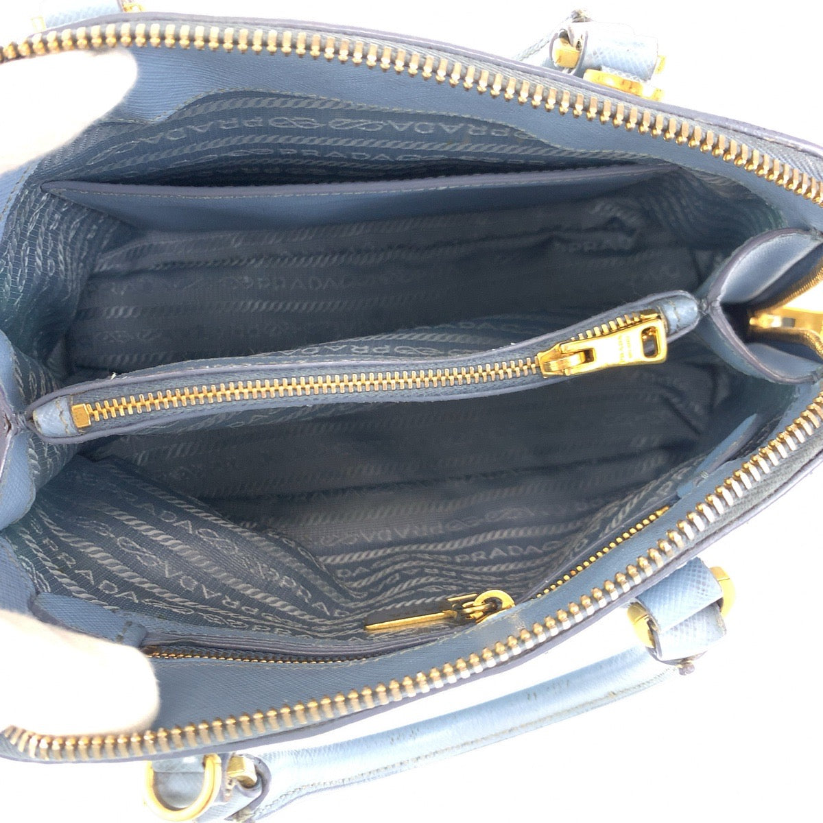 PRADA Prada Saffiano Promenade Blue Gold Hardware Leather BL0838 Shoulder Bag Handbag 2way Women's