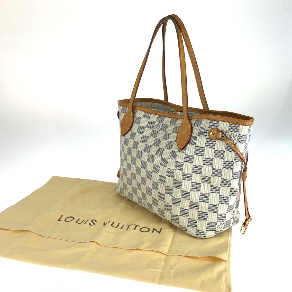LOUIS VUITTON ルイヴィトン ダミエ アズール ネヴァーフルPM ホワイト グレー PVC N51110 トートバッグ ショルダーバッグ レディース