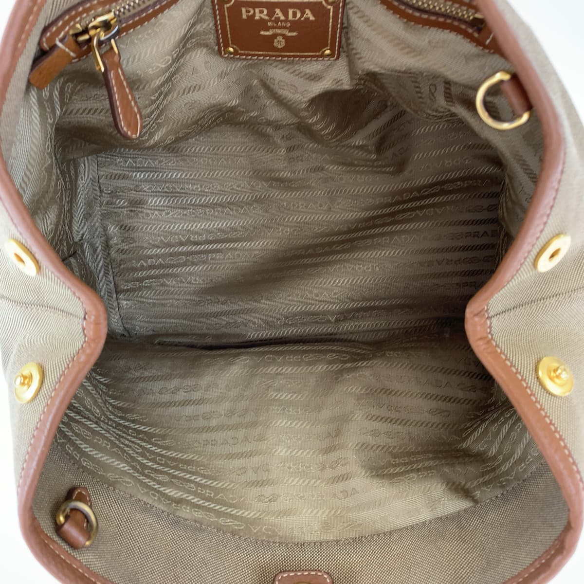 H-00268
PRADA プラダ ロゴジャガード ブラウン 茶 キャンバス BN1841 ハンドバッグ トートバッグ レディース