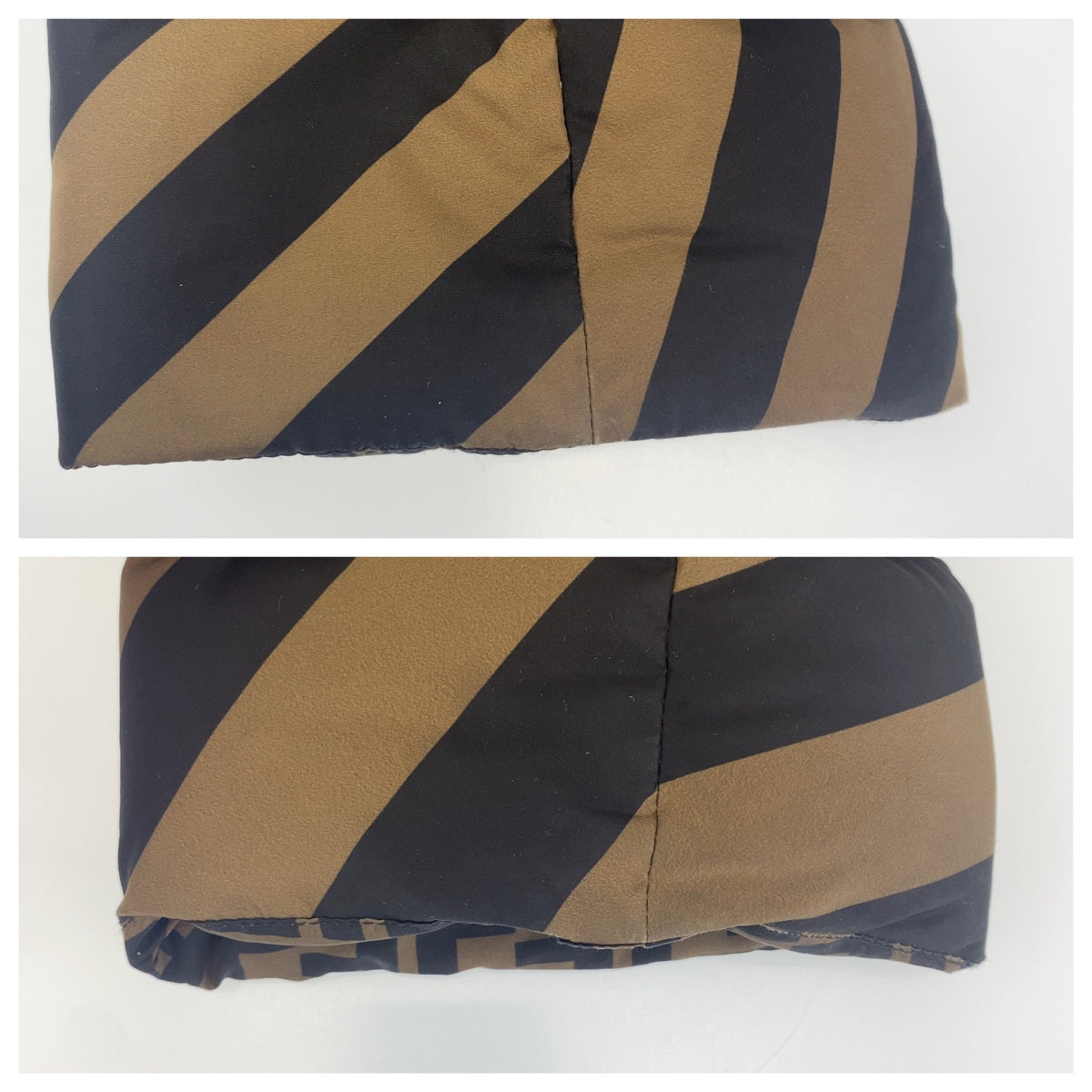 10141
FENDI フェンディ ズッカ柄 ペカン柄 サイズ50 リバーシブル カーキ ブラック 黒 ポリエステル FAA582 A790 ダウンジャケット パファージャケット メンズ