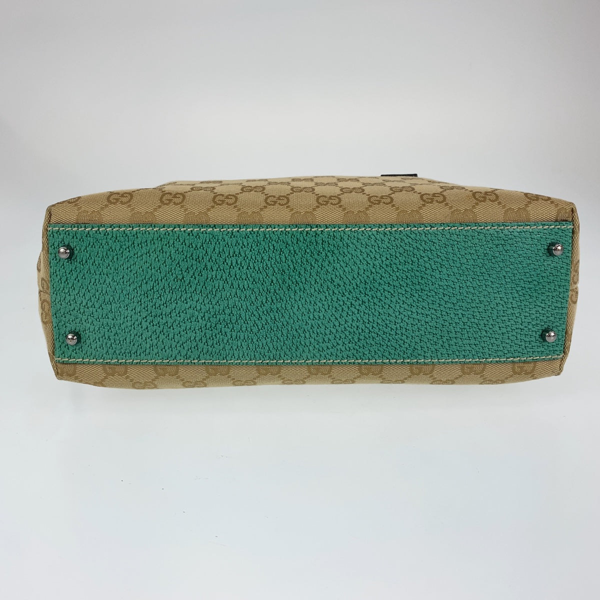 10165
GUCCI グッチ GG柄 ターコイズ ベージュ GGキャンバス / レザー 113009 ハンドバッグ ミニボストンバッグ レディース