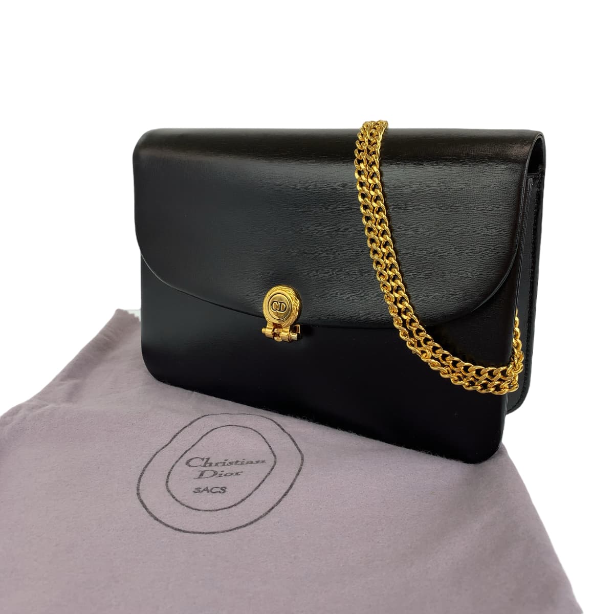 H-00299
Dior ディオール ヴィンテージ CDロゴ ブラック 黒 ゴールド金具 レザー チェーンショルダーバッグ 肩掛けバッグ レディース