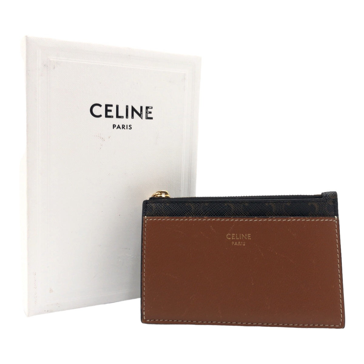 10214
CELINE セリーヌ トリオンフキャンバス ブラウン ブラック キャンバス / ラムスキン 10F992BZ9.04LU フラグメントケース コインケース 小銭入れ メンズ