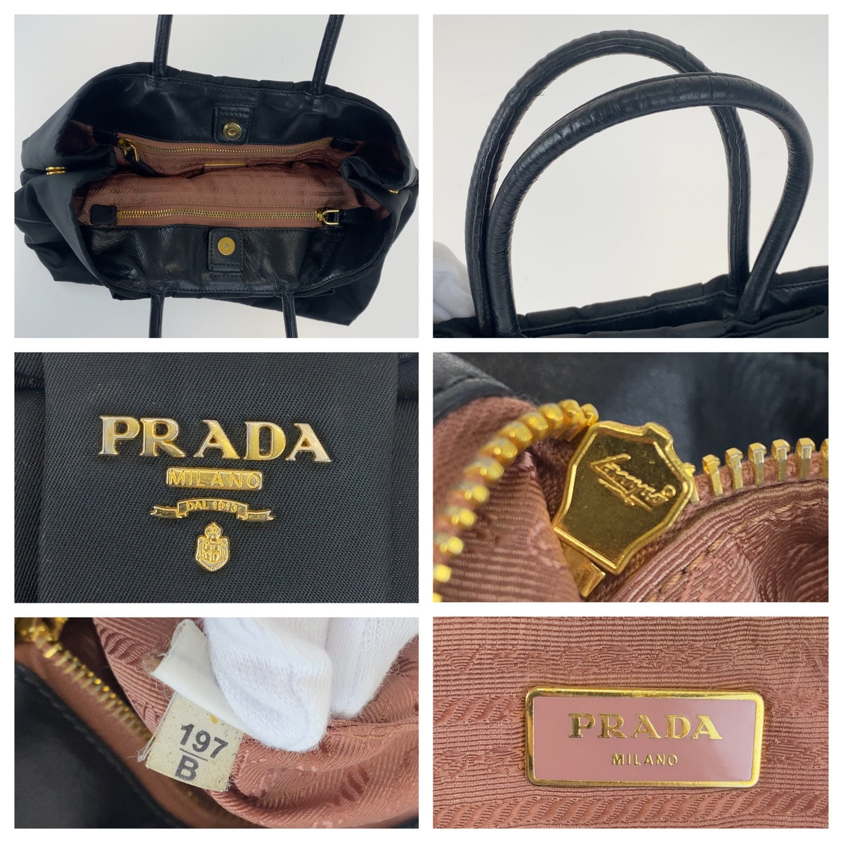 10253
PRADA プラダ テスート リボントート ブラック 黒 ゴールド金具 ナイロン BN1601 トートバッグ ハンドバッグ レディース