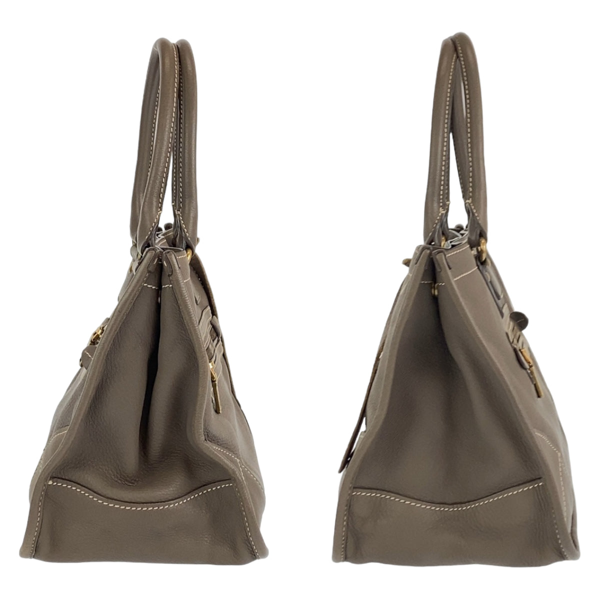 H-00357
PRADA プラダ ブラウン 茶 グレージュ ゴールド金具 レザー トートバッグ ハンドバッグ レディース