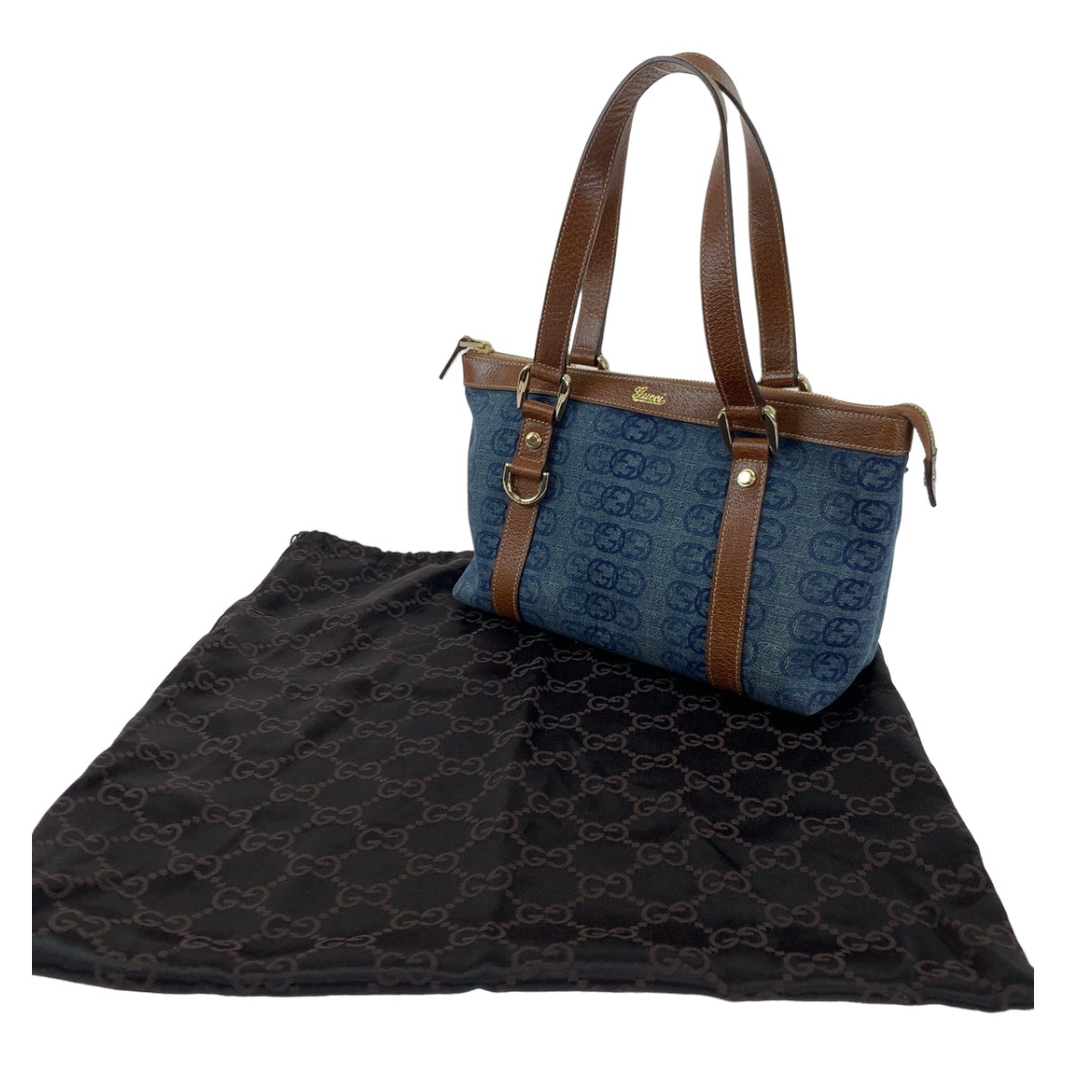 H-00359
GUCCI グッチ アビー インターロッキングG デニム ブルー 青 ブラウン 茶色 デニム 141471 ハンドバッグ トートバッグ レディース