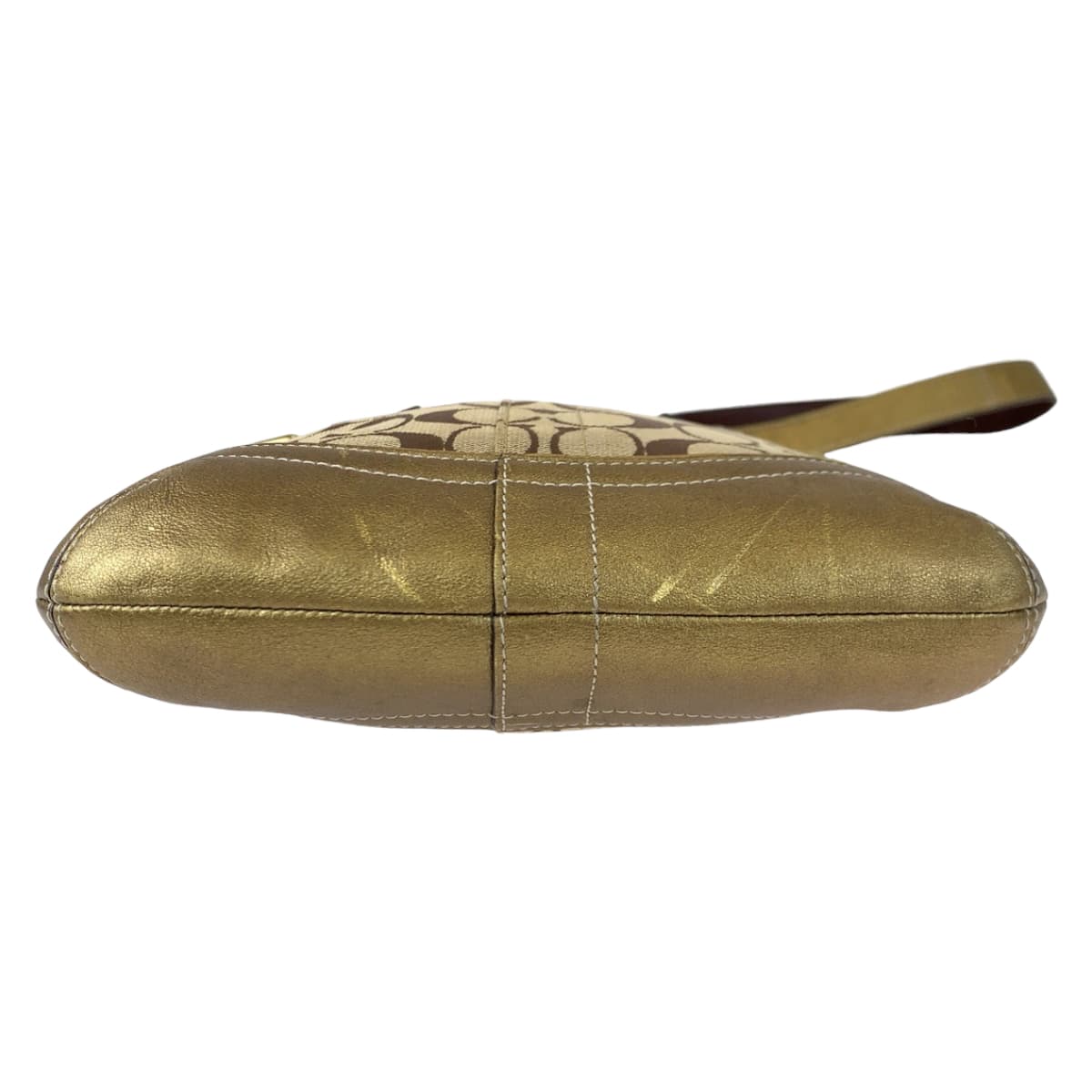 12648
COACH コーチ シグネチャー ベージュ ゴールド キャンバス / レザー 7090 ショルダーバック ポシェット 斜め掛け可能 レディース AB5