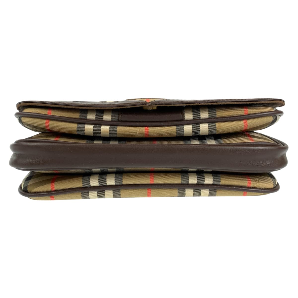 10295
BURBERRY バーバリー ヴィンテージ チェック柄 ブラウン ベージュ キャンバス / レザー 斜め掛け ショルダーバッグ ポシェット レディース