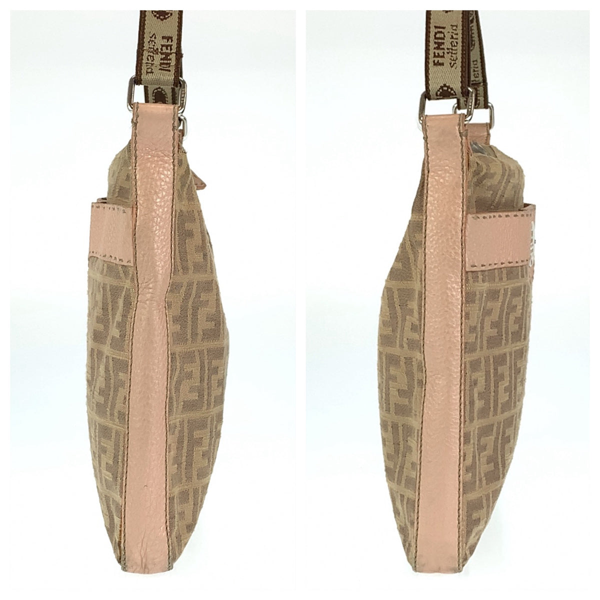 H-00418
FENDI フェンディ セレリア ズッカ ベージュ 薄茶色 ピンク シルバー金具 キャンバス / レザー ショルダーバッグ 斜め掛けバッグ レディース