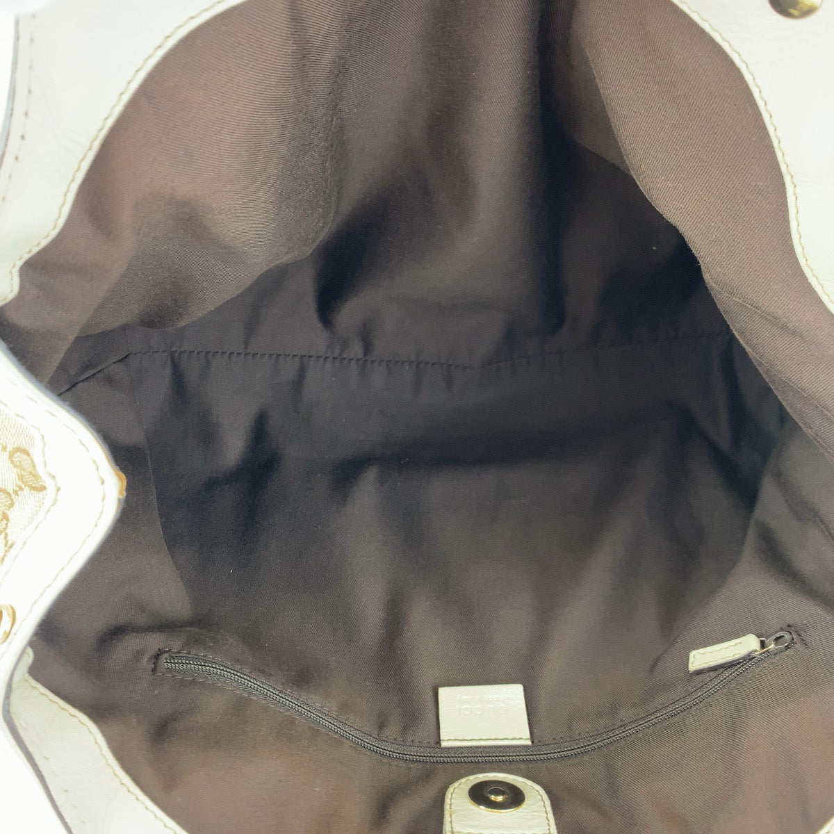 H-00439
GUCCI グッチ スーキー ブラウン 茶 ホワイト 白 GGキャンバス / レザー 211944 ショルダーバッグ ハンドバッグ トートバッグ レディース