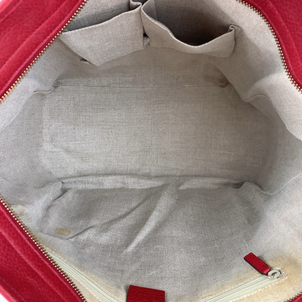 H-00465
GUCCI グッチ レッド 赤 ベージュ GGキャンバス 449242 ショルダーバッグ トートバッグ レディース