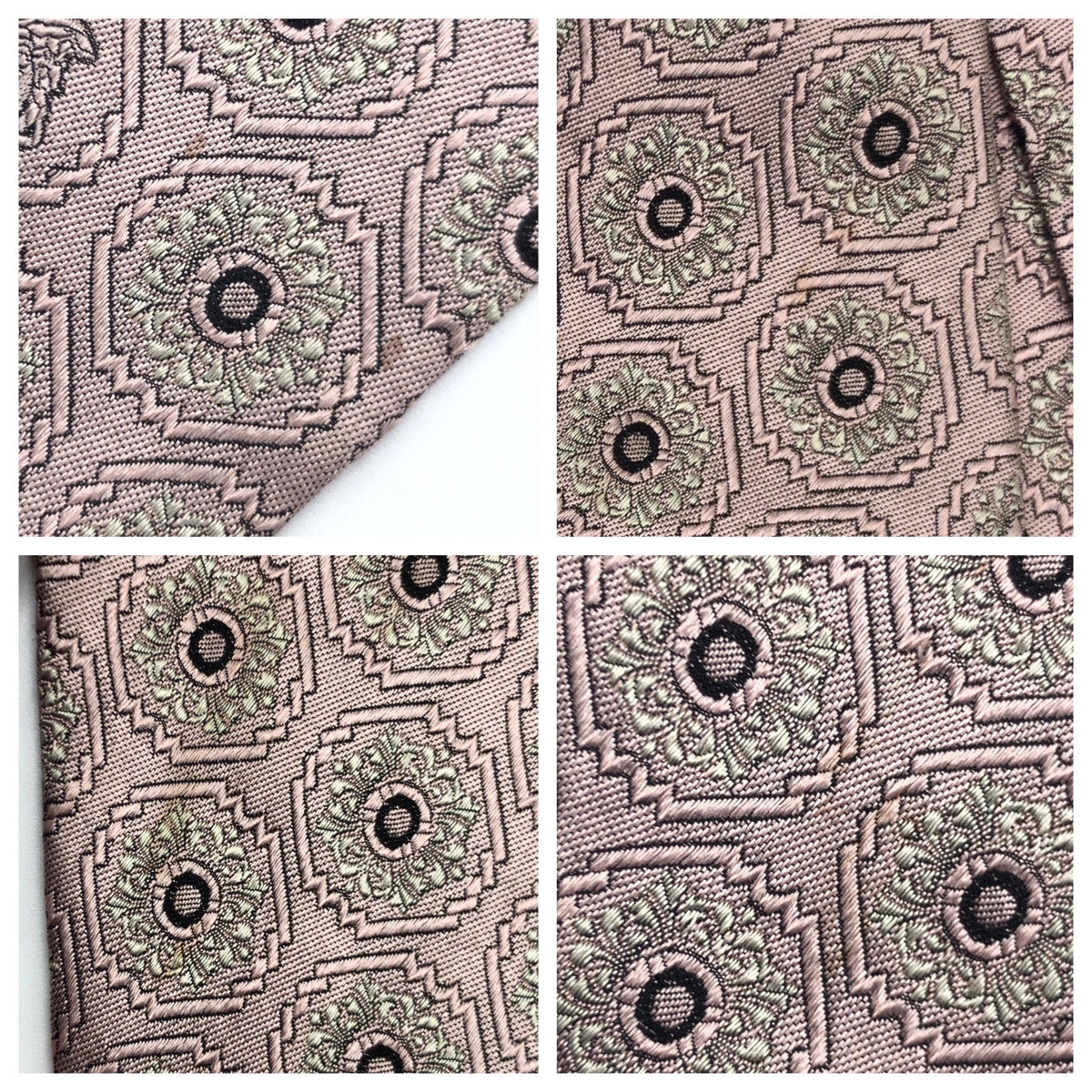 12616
VERSACE ヴェルサーチ メデューサ柄 ピンク シルバー シルク ネクタイ 剣先9.5cm メンズ AB5