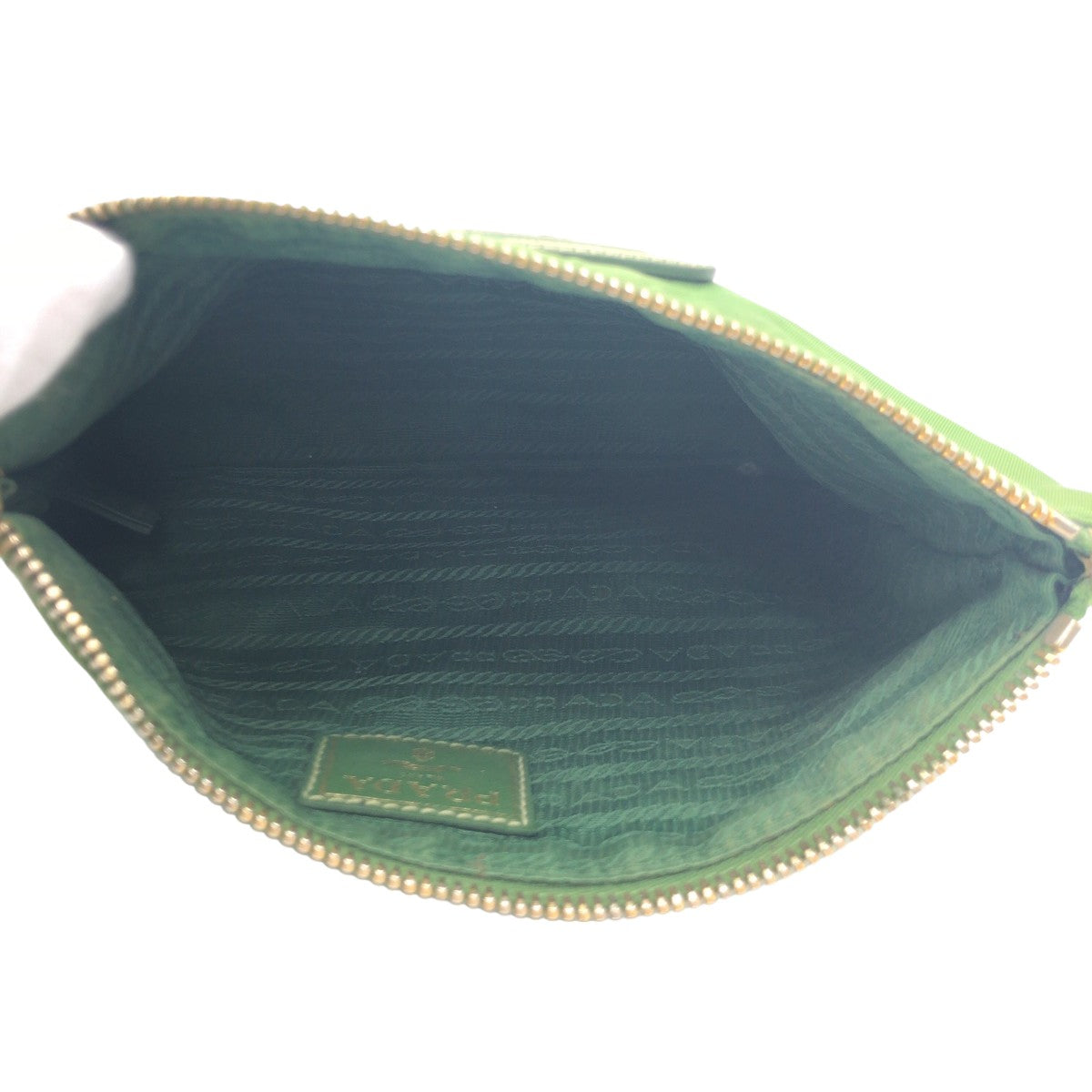 PRADA Tessuto Green Gold Hardware Nylon Pouch for Women