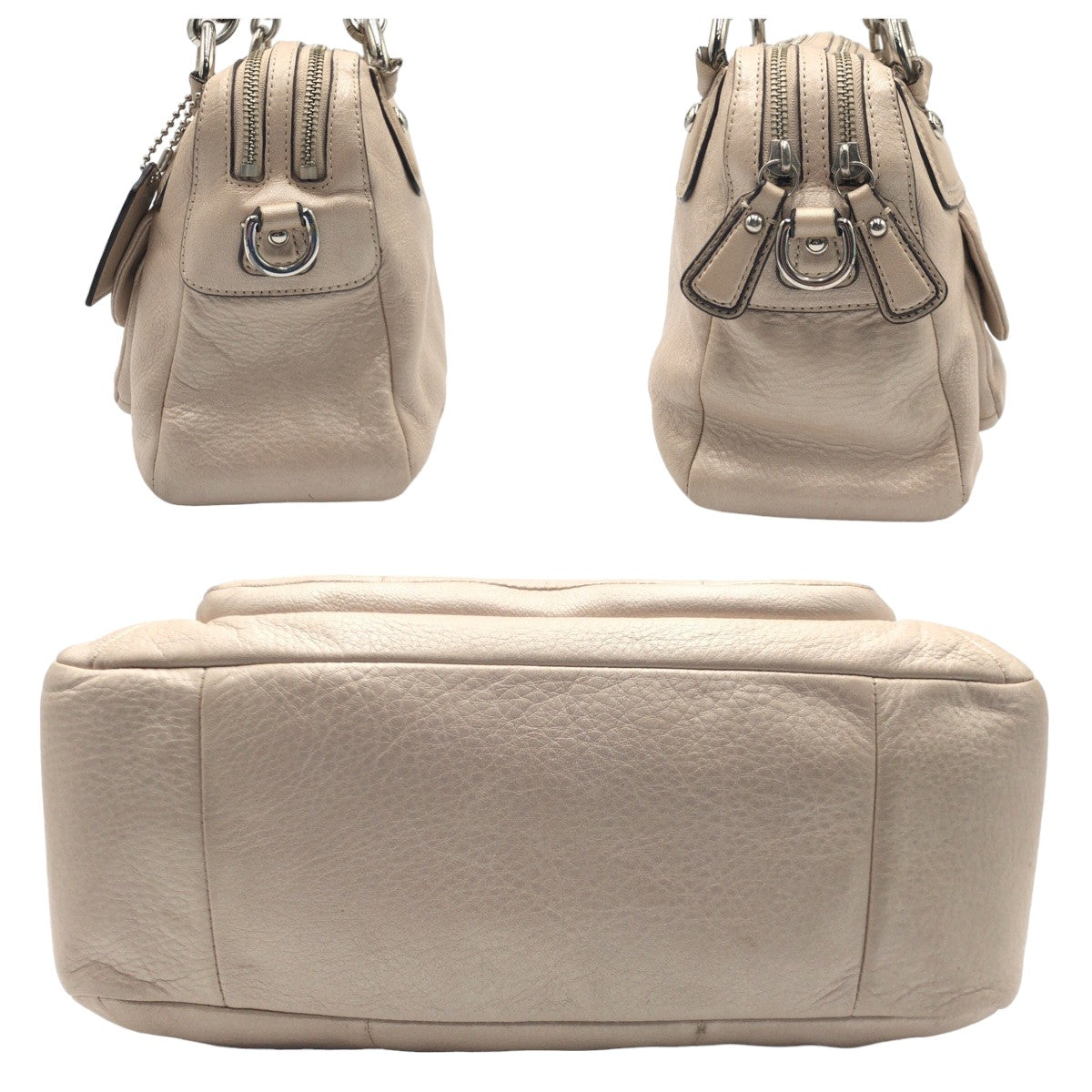 12607
COACH コーチ クリスティン ベージュ シルバー金具 レザー F22304 ショルダーバッグ ハンドバッグ 2way 斜め掛け可能 レディース ABP5