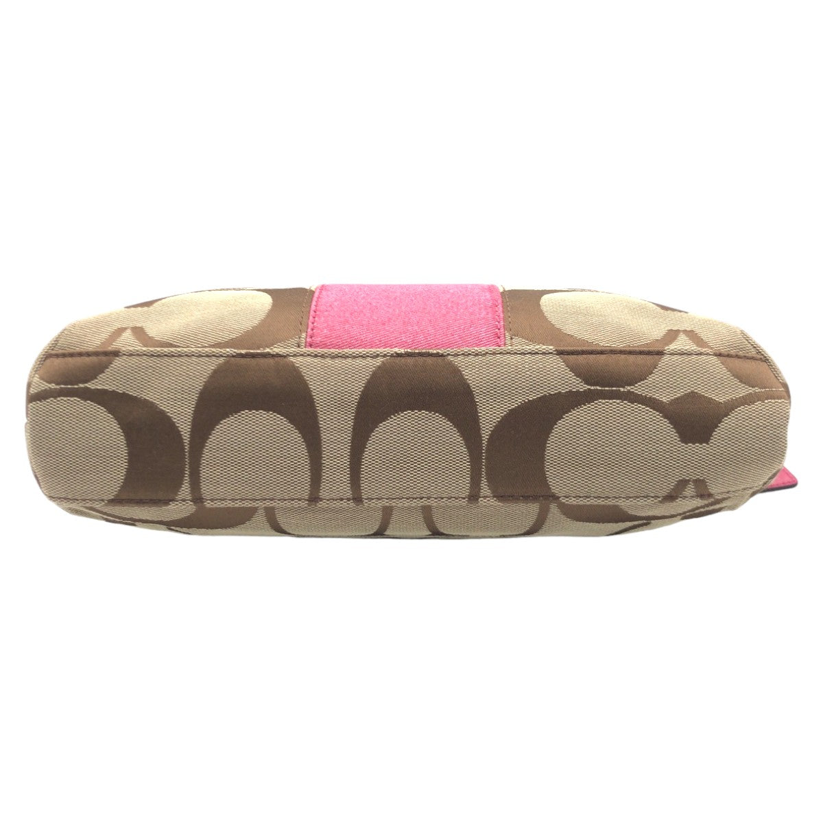 COACH コーチ シグネチャー ブラウン 茶 ピンク シルバー金具 キャンバス F17439 ハンドバッグ ショルダーバッグ 2way レディース