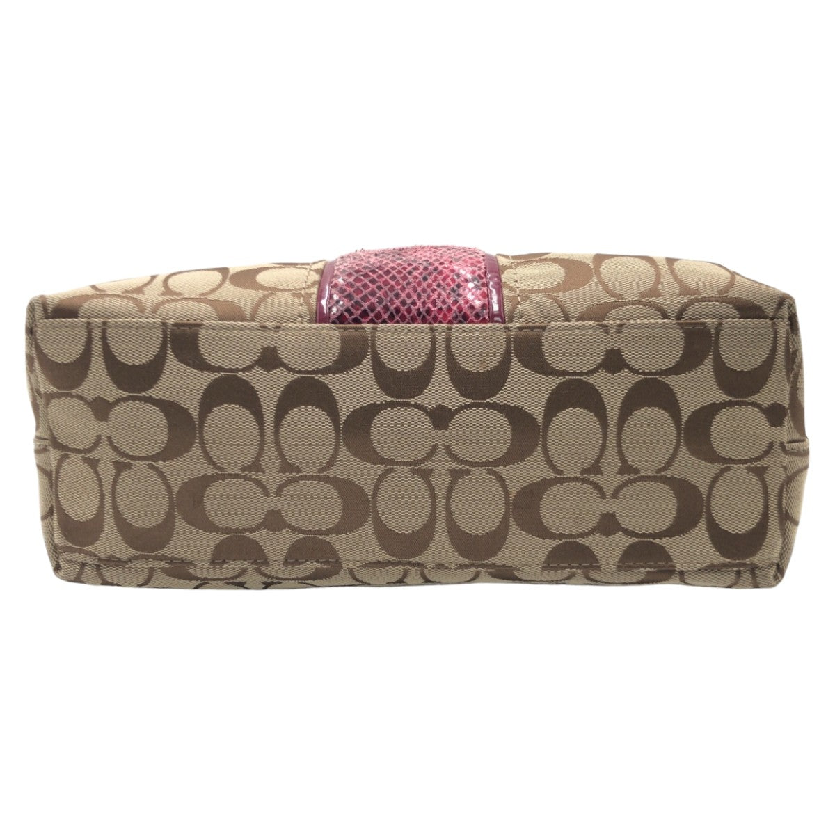 12598
COACH Signature Embossed Brown Pink Gold Hardware Canvas F25706 Tote Bag Handbag Women's