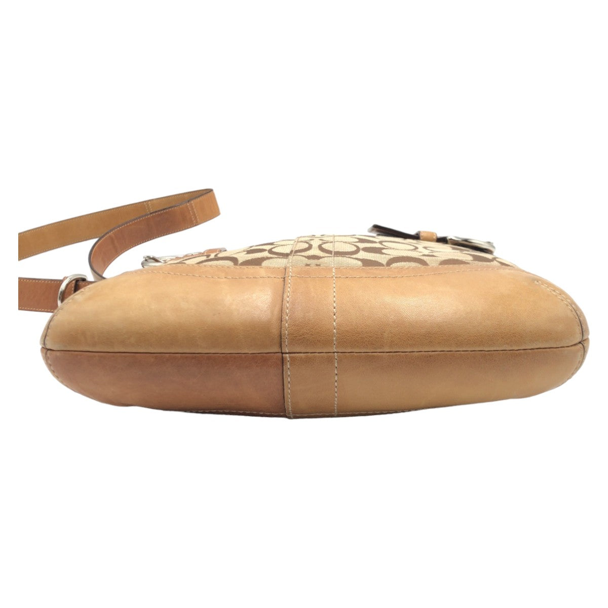 12574
COACH コーチ シグネチャー ブラウン シルバー金具 キャンバス F03574 ショルダーバッグ ポシェット 斜め掛け可能 レディース AB5