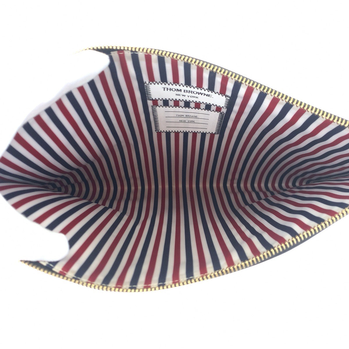 10350
THOM BROWNE トムブラウン トリコロール ネイビー ホワイト レッド レザー クラッチバッグ セカンドバッグ メンズ