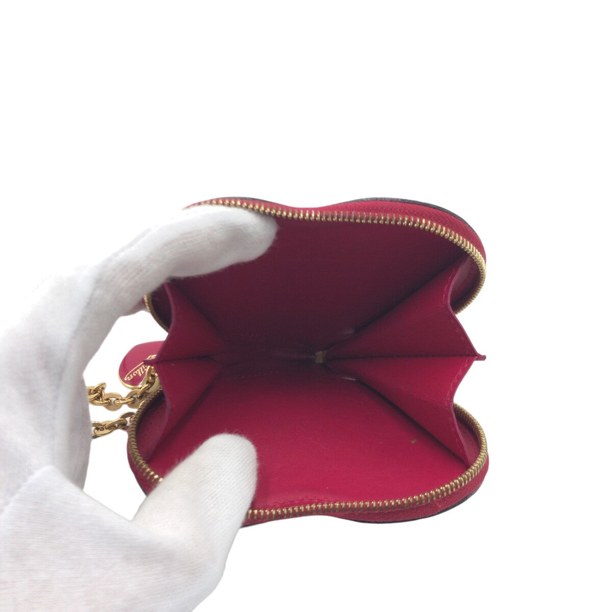 LOUIS VUITTON Louis Vuitton Monogram Vernis Portemonnay Cool Rose Indien Red Enamel M90006 Coin Case Purse for Women