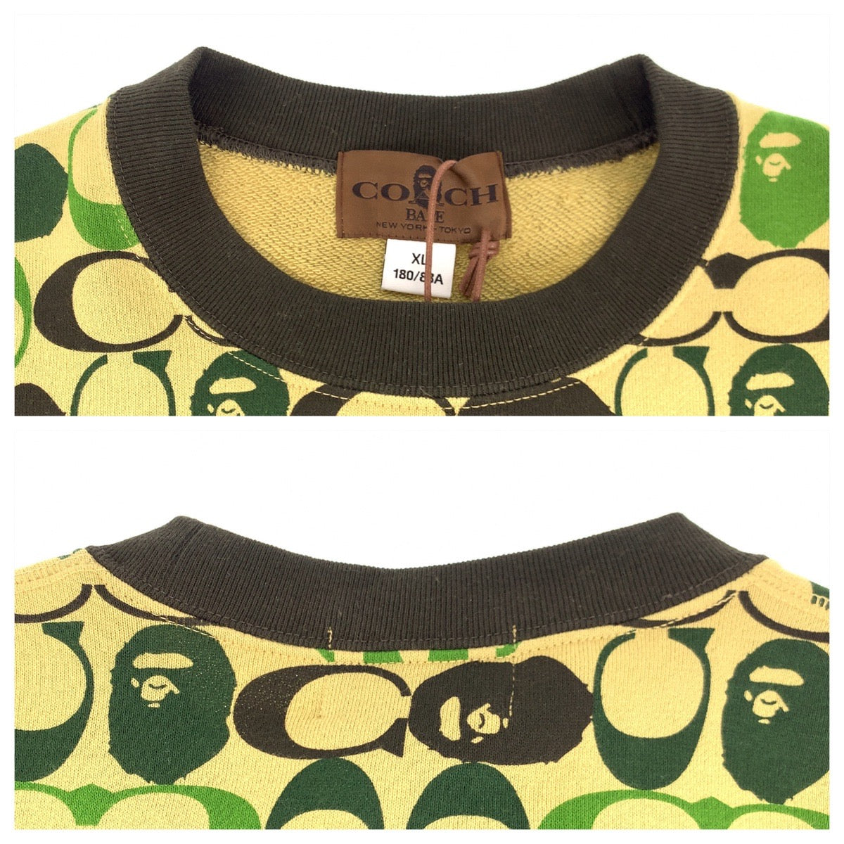 COACH コーチ A BATHING APE ×COACHコラボ サイズXL カーキ マルチカラー カモフラージュ柄 コットン 001swg231901x トレーナー クルーネック メンズ